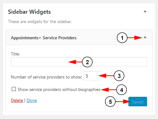 Widget Details-Appointments-Service Providers