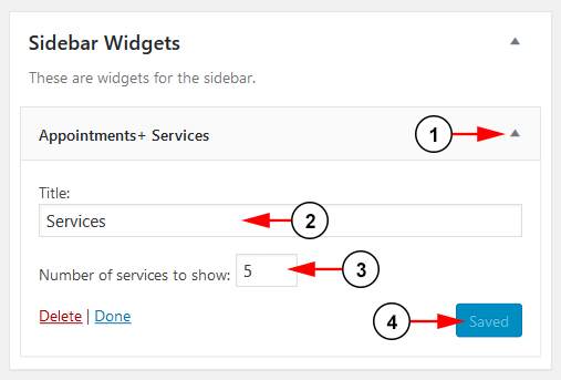 Widget Details-Appointments-Services