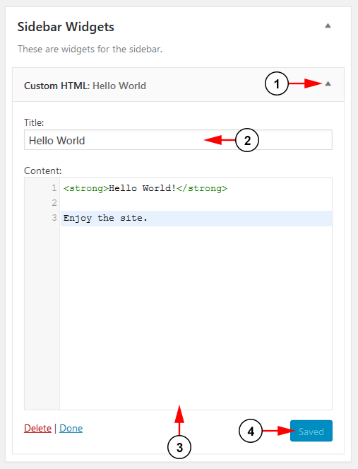 Widget Details-Custom HTML