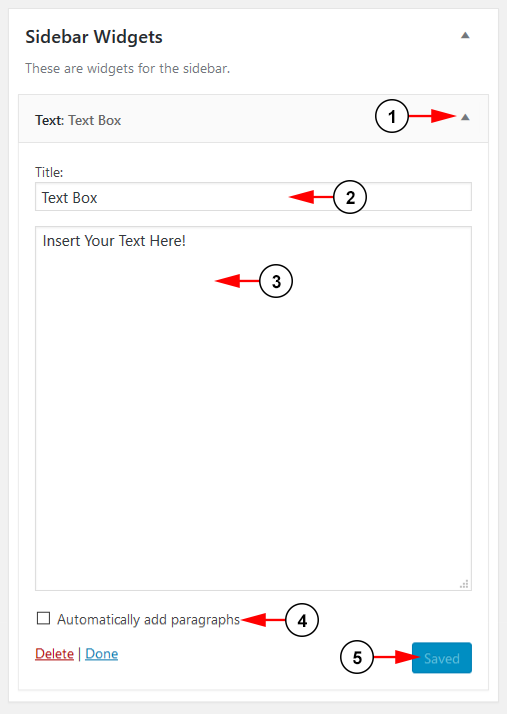 Widget Details-Text Box