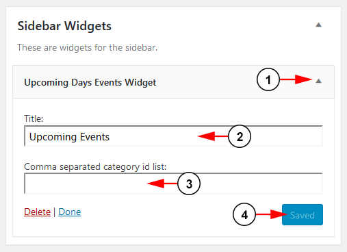 Widget Details-Upcoming Events