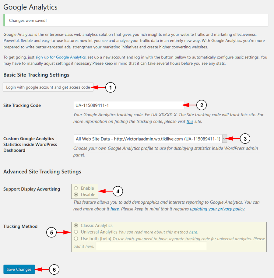 WordPress Google Analytics Settings002