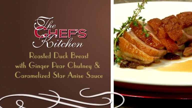 Roasted Duck Breast with Pear Chutney and Caramelized Star Anise Sauce